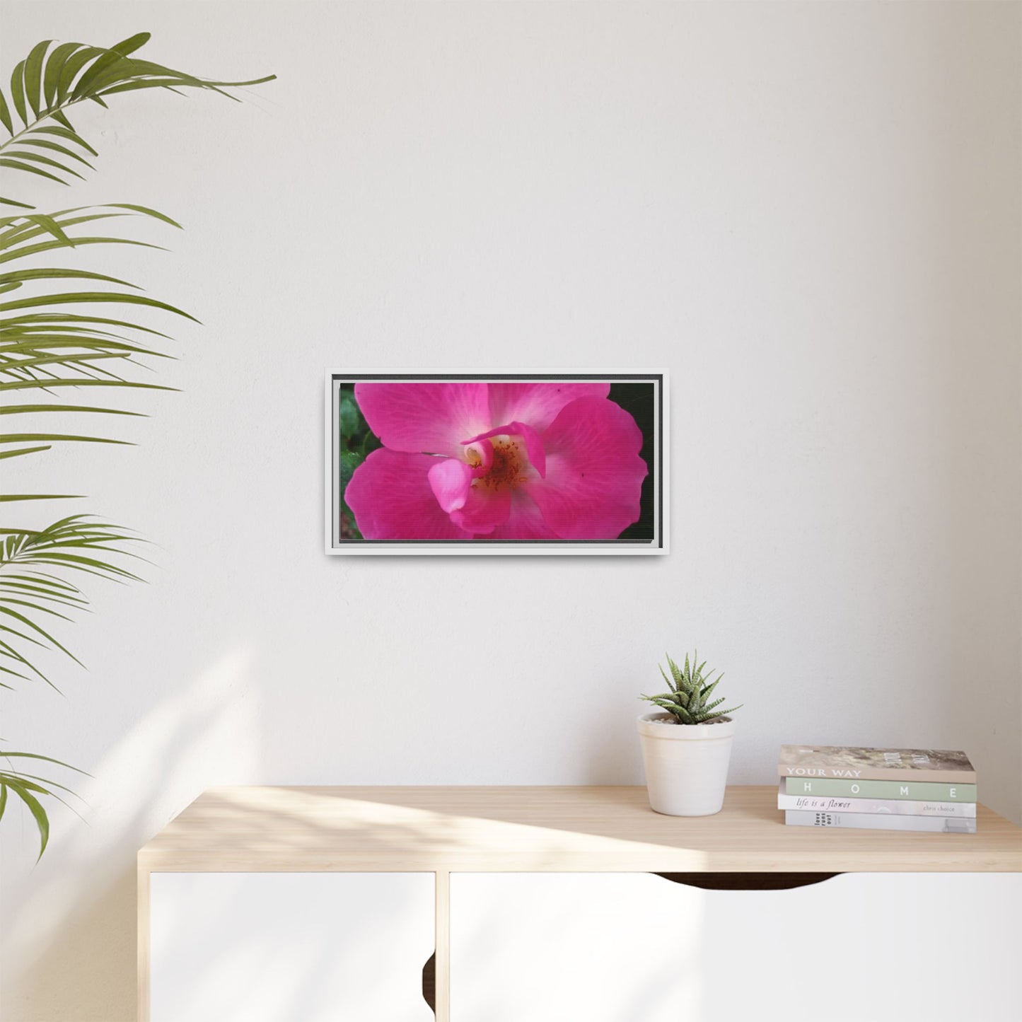 Framed Floral Canvas Art Print | Vibrant Pink Flower Decor, Wall Art for Home, Gift for Her, Mother's Day, Birthday