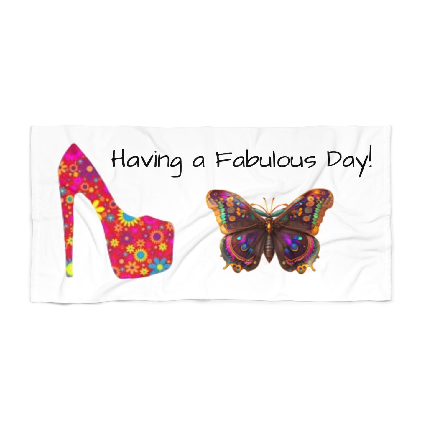 Floral High-Heel Beach Towel - Customizable Summer Accessory