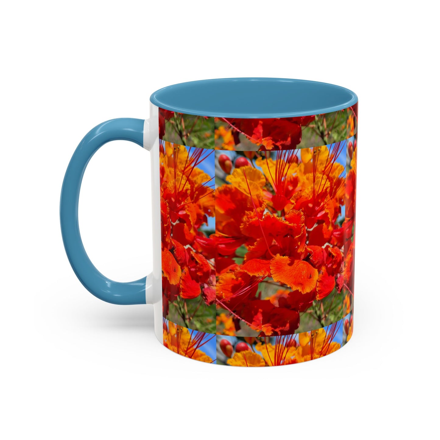 Orange Flowers Accent Coffee Mug 11 oz Great for Coffee Tea Milk Water Juice Ice Cream Soup