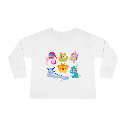 Toddler Long Sleeve T-shirt Six Colorful Aliens