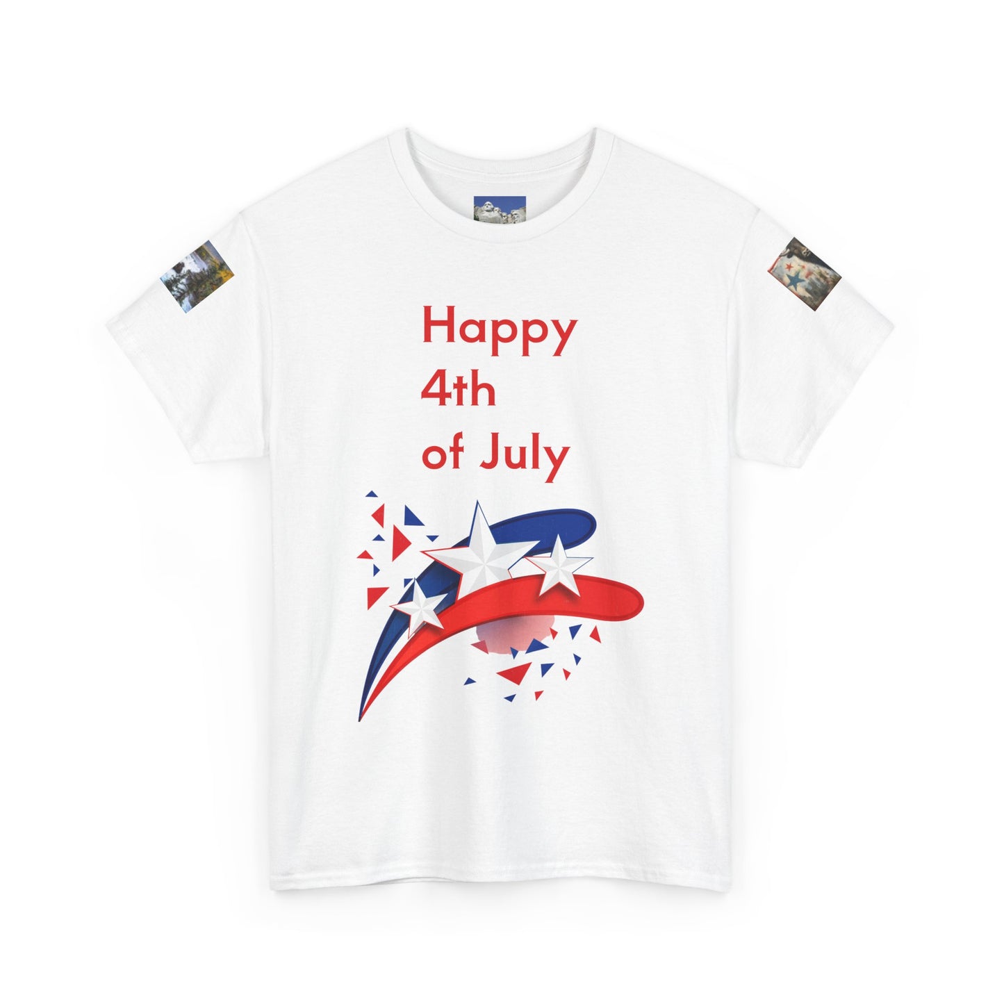 Happy 4th of July Unisex Heavy Cotton Tee | Patriotic Shirt, Independence Day Gift, Red White Blue Tee, Summer Celebration, Casual Wear