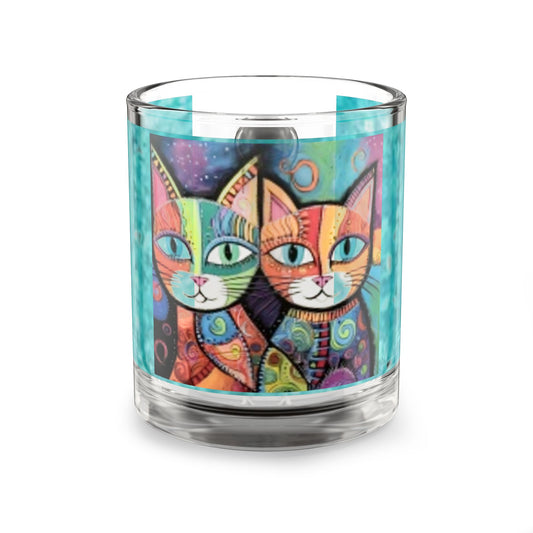 Colorful Cat Glass Mug - Whimsical Drinkware for Cat Lovers, Perfect Gift for Birthdays, Holidays, and Cat-Themed Events