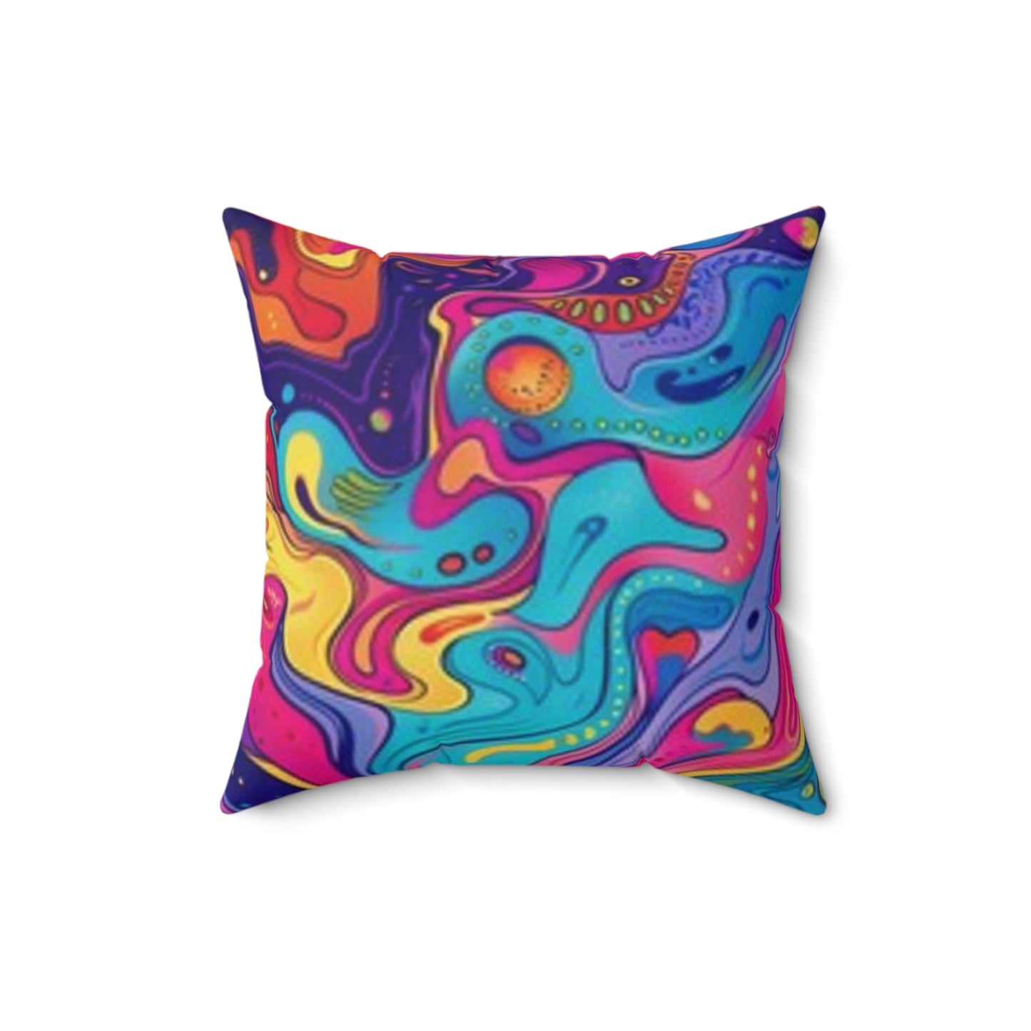 Vibrant Abstract Art Pillow - Colorful Spun Polyester Decorative Cushion