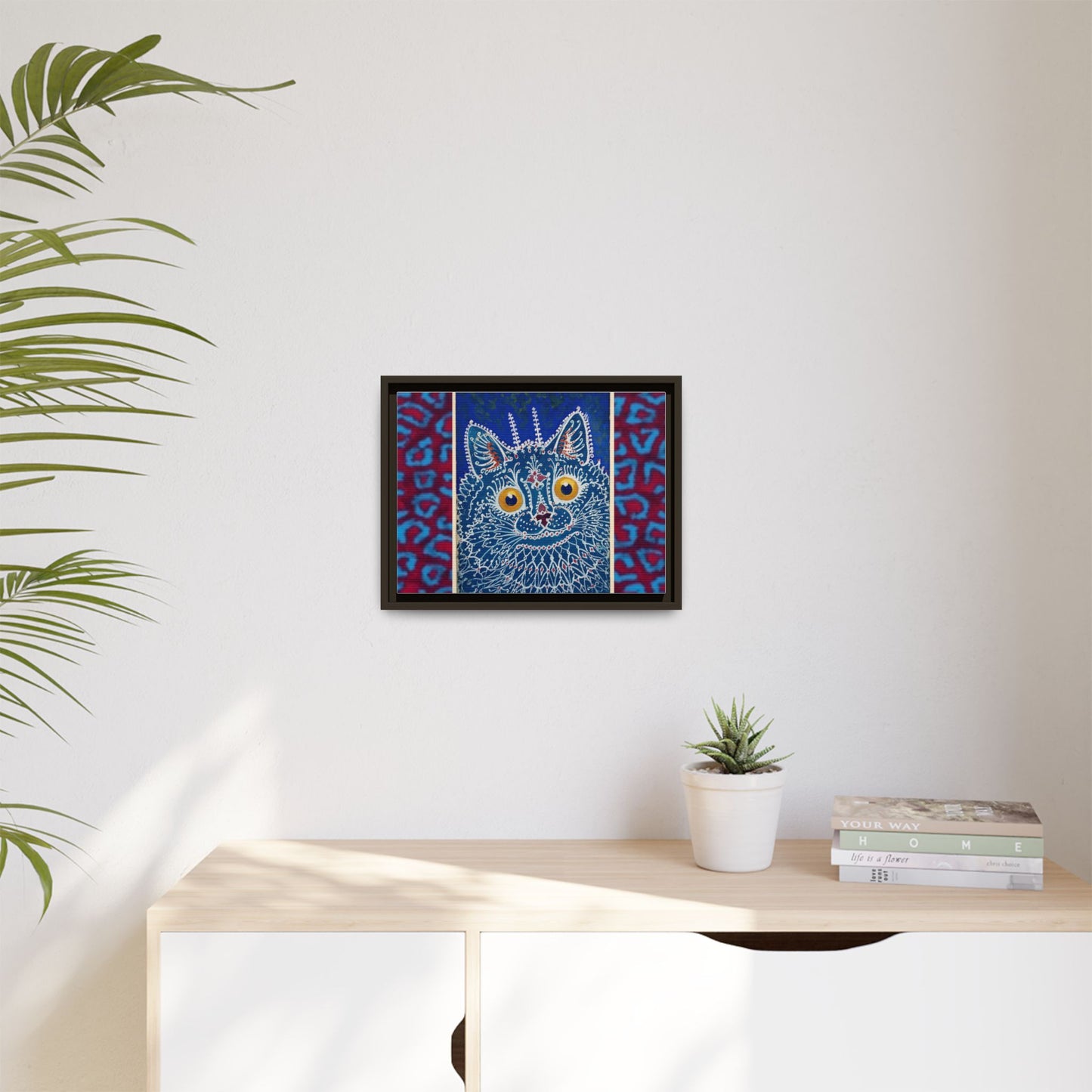 Colorful Cat Framed Matte Canvas Art - Whimsical Home Decor