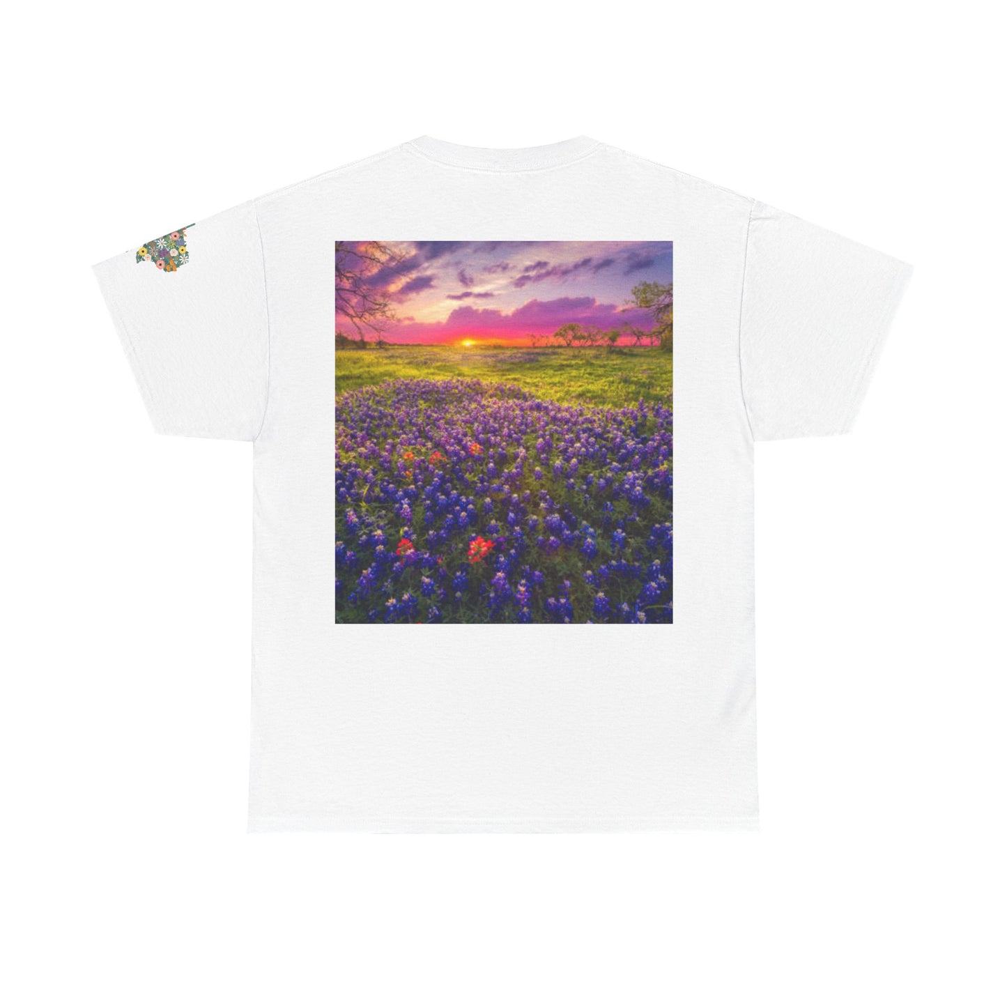 Sunflower Bluebonnets Texas, Customizable T-Shirt for Gardening Lovers, Casual Wear, Gift for Nature Enthusiasts, Spring Fashion