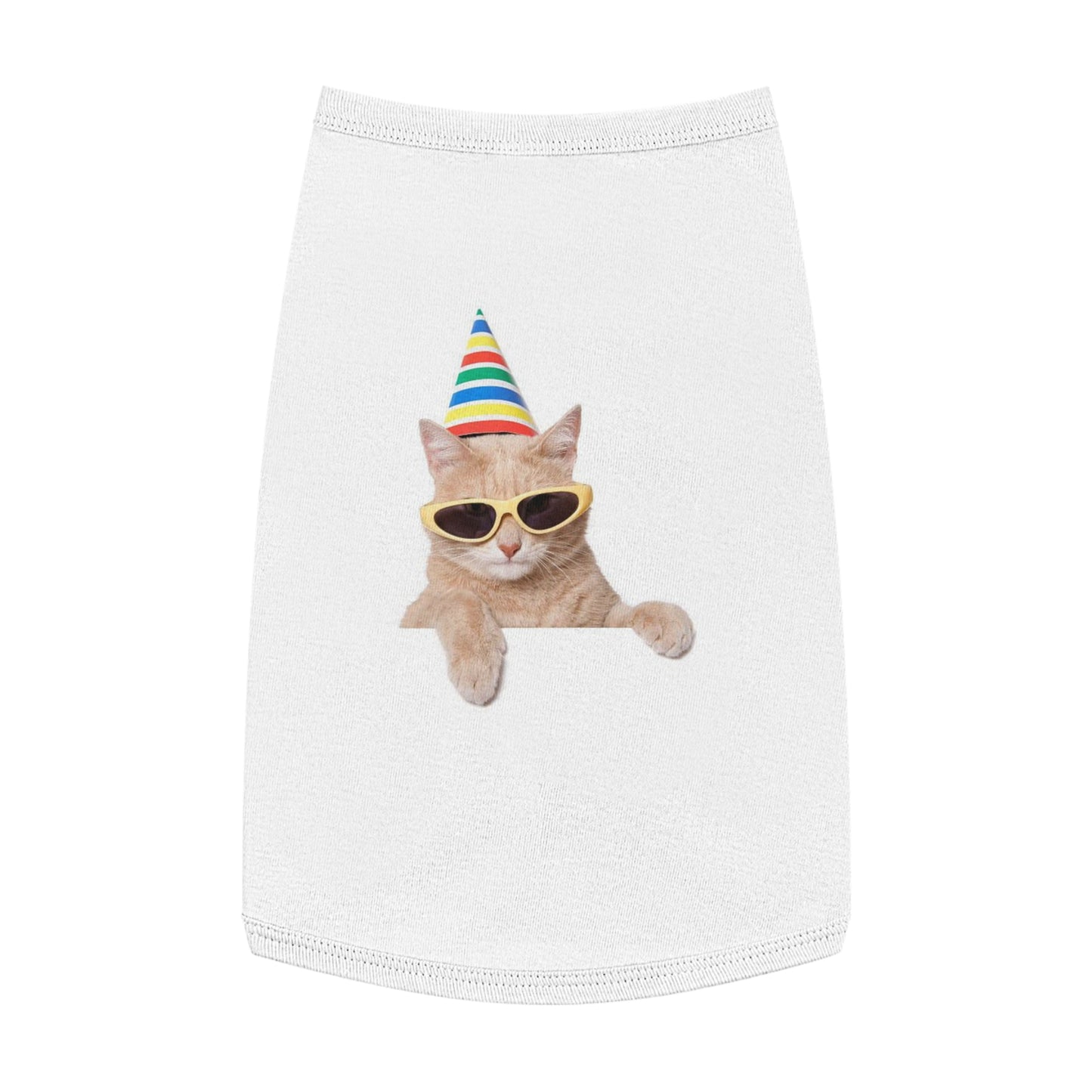 Pet Tank Top Cat with Party Hat Wearing Sunglasses