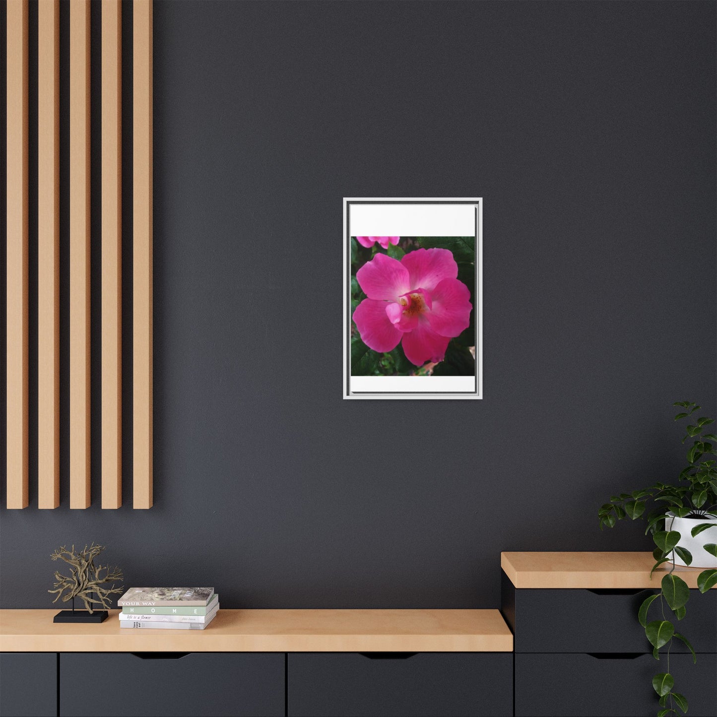 Framed Floral Canvas Art Print | Vibrant Pink Flower Decor, Wall Art for Home, Gift for Her, Mother's Day, Birthday