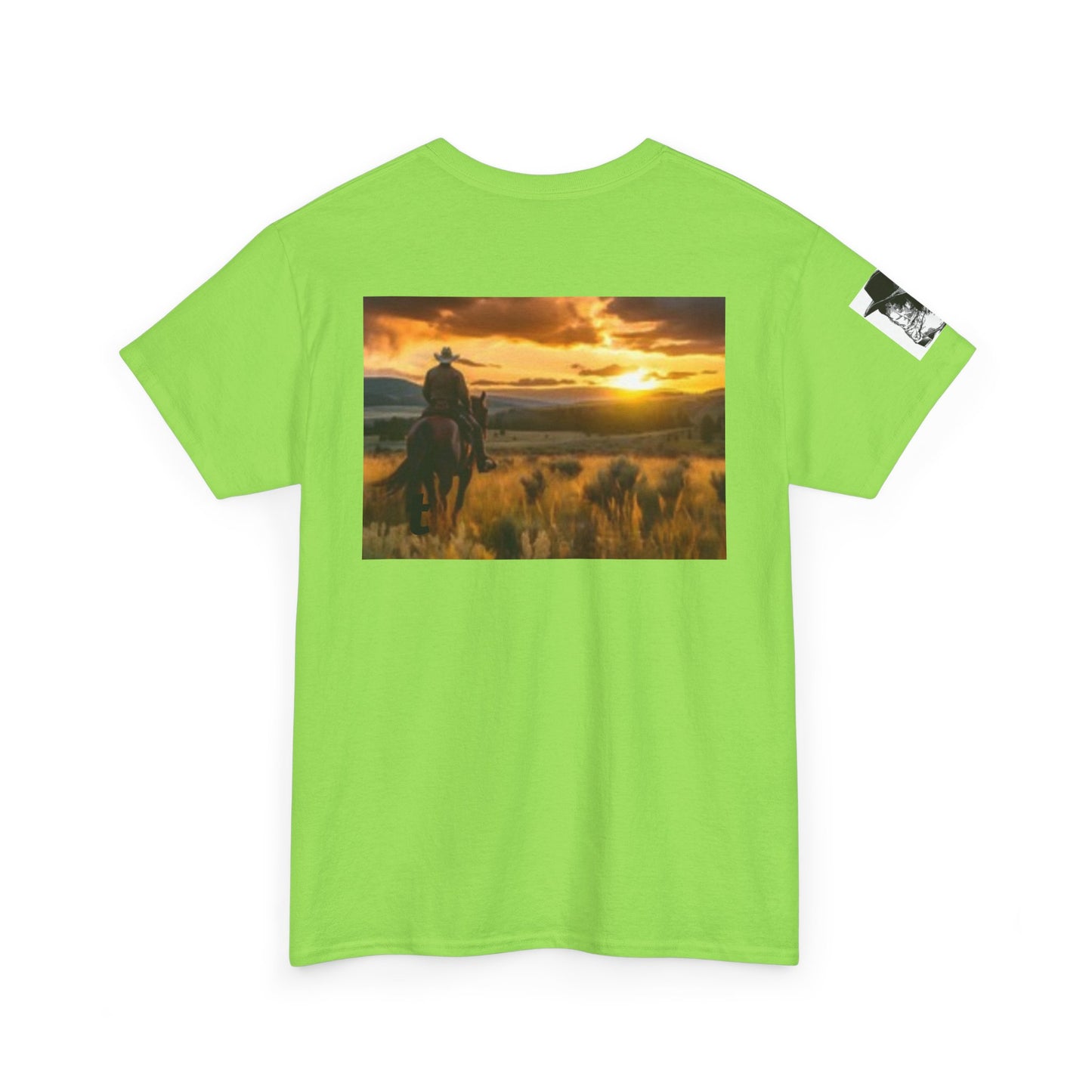 T-shirt unisexe en coton épais Texas Pride – Motif coucher de soleil rustique 