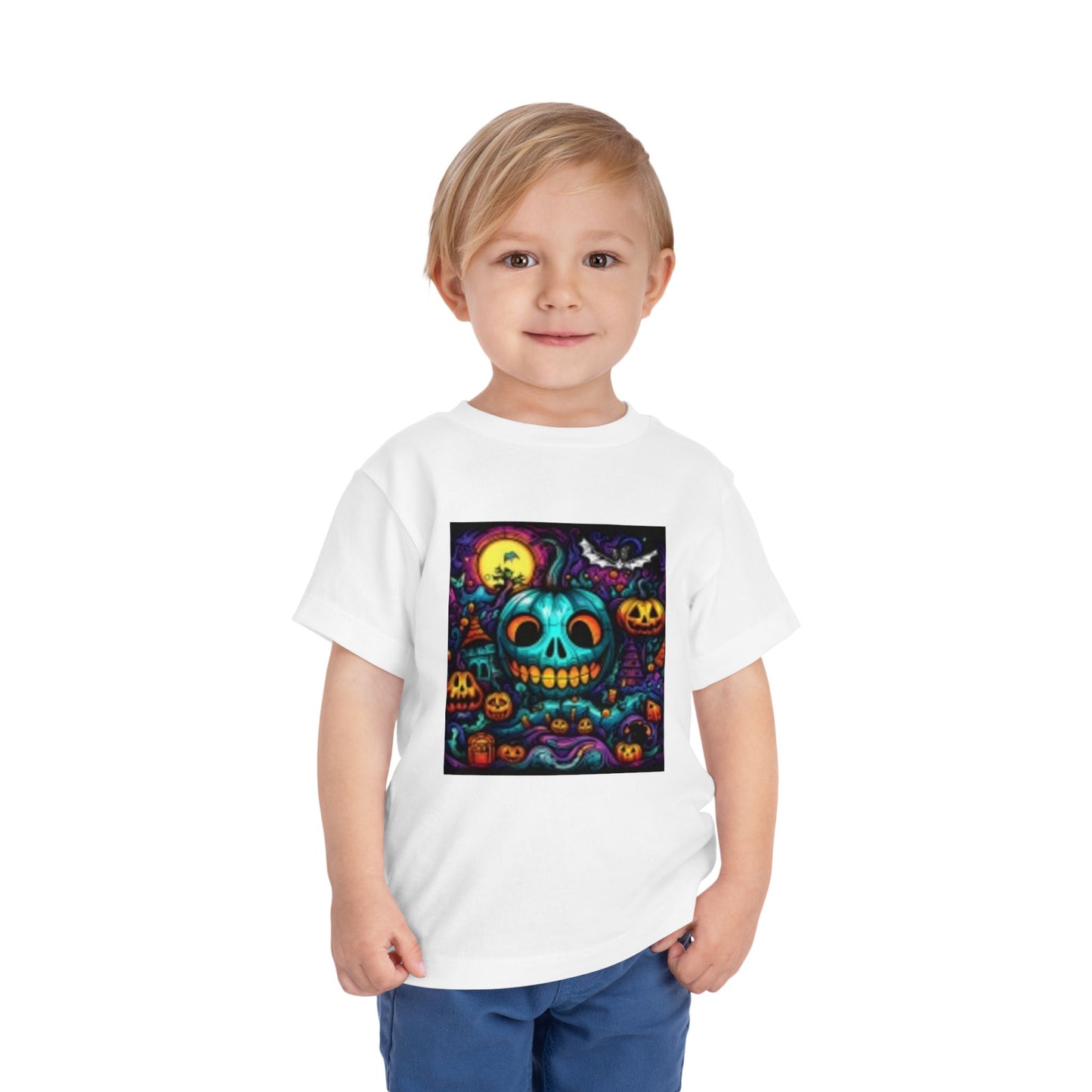 Colorful Pumpkin I'm happy Toddler Short Sleeve T-shirt Fun T-shirt for Halloween!
