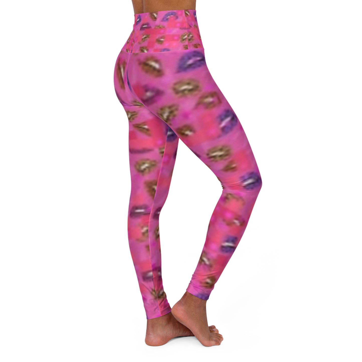 Leggings de yoga de cintura alta con estampado de besos: ropa deportiva cómoda y elegante