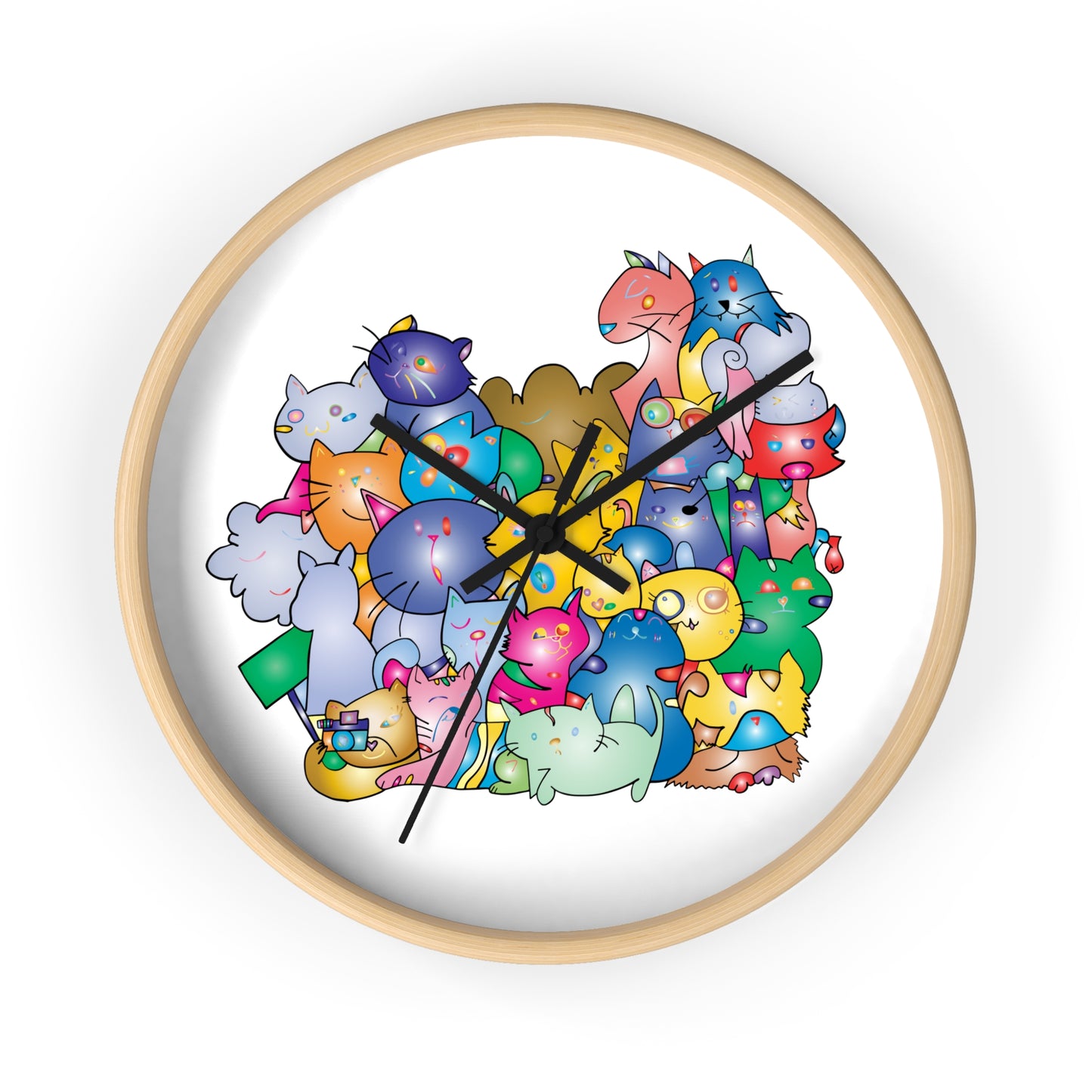 Wall clock Colorful Cats