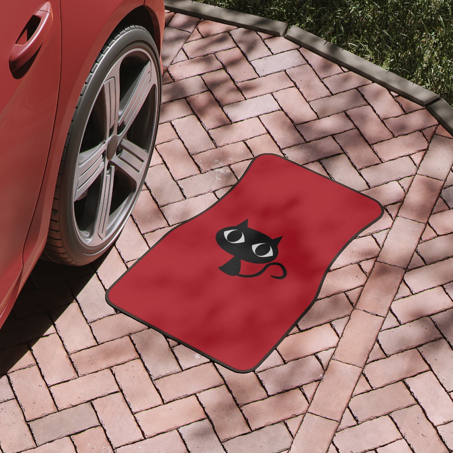 Tapis de sol pour voiture, 1 pièce, motif chat noir, grands yeux