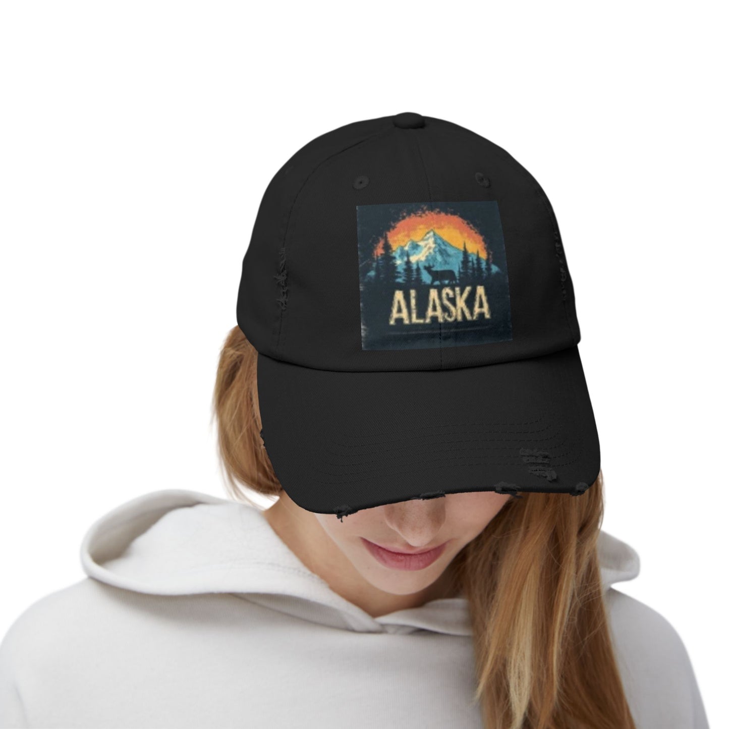 Gorra unisex desgastada - Gorra con gráfico vintage de montaña de Alaska 