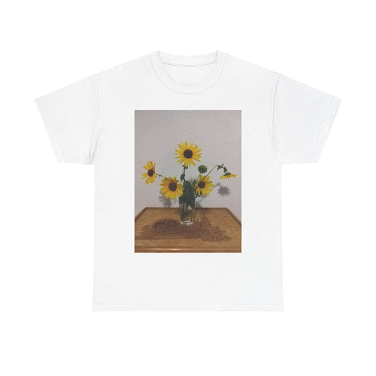 Sunflower Bouquet Unisex Heavy Cotton T-shirt, Floral Tee, Gift for Nature Lovers, Casual Wear, Summer Fashion, Eco-Friendly Shirt