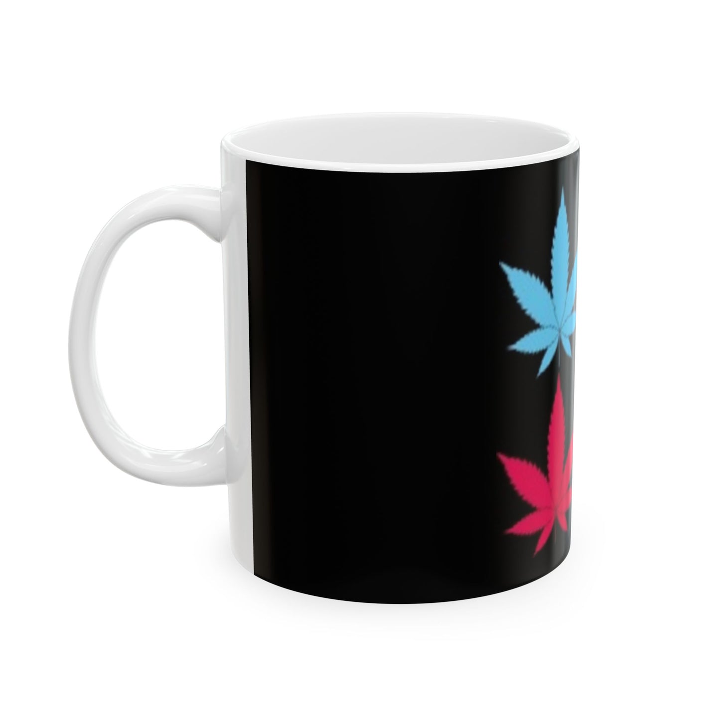 Ceramic Mug, (11oz, 15oz) Marijuana Leaf Blue Yellow Pink Green