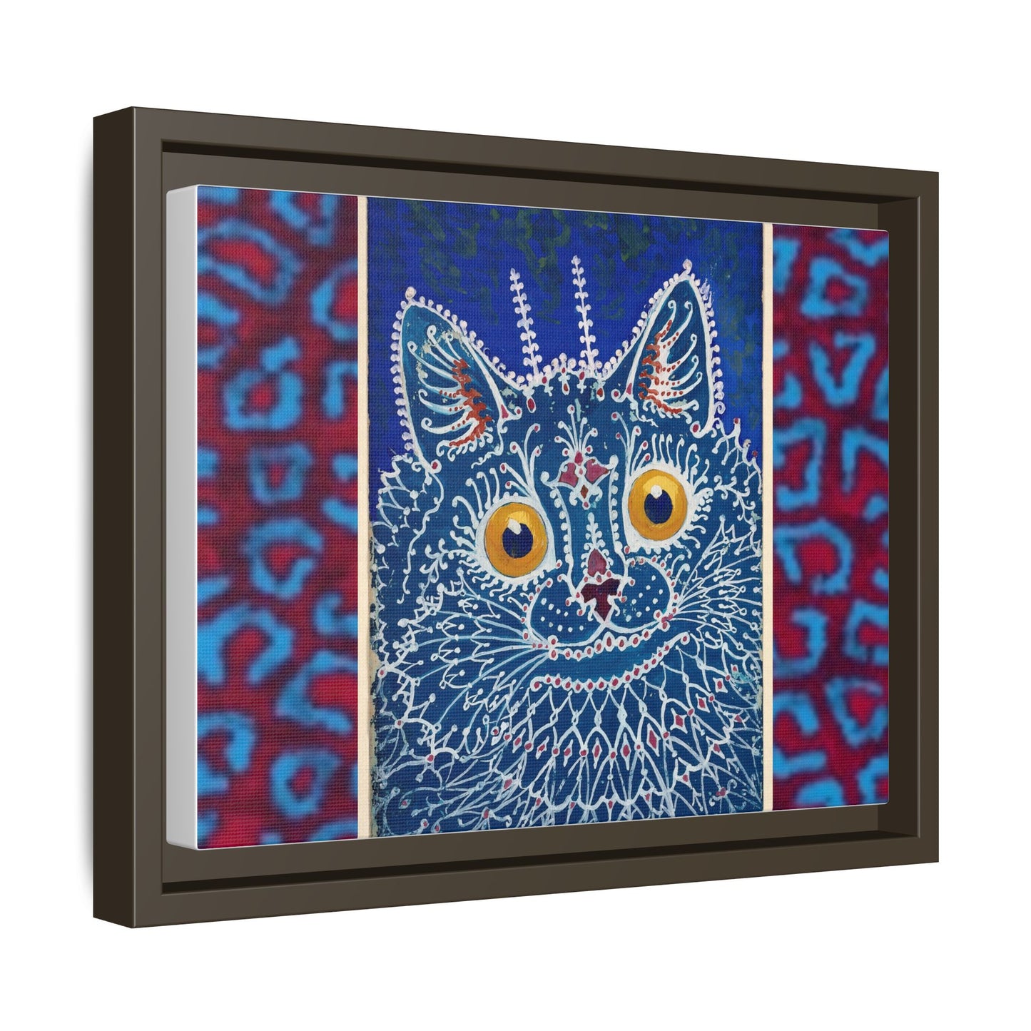 Colorful Cat Framed Matte Canvas Art - Whimsical Home Decor
