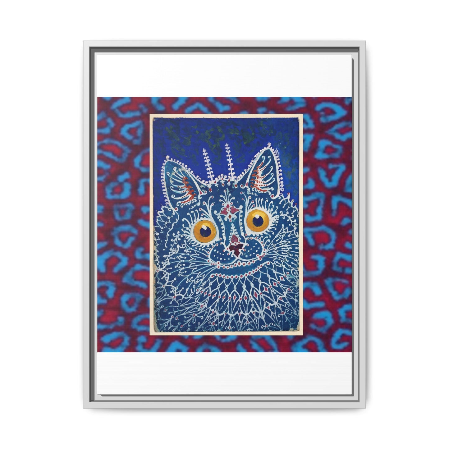 Colorful Cat Framed Matte Canvas Art - Whimsical Home Decor