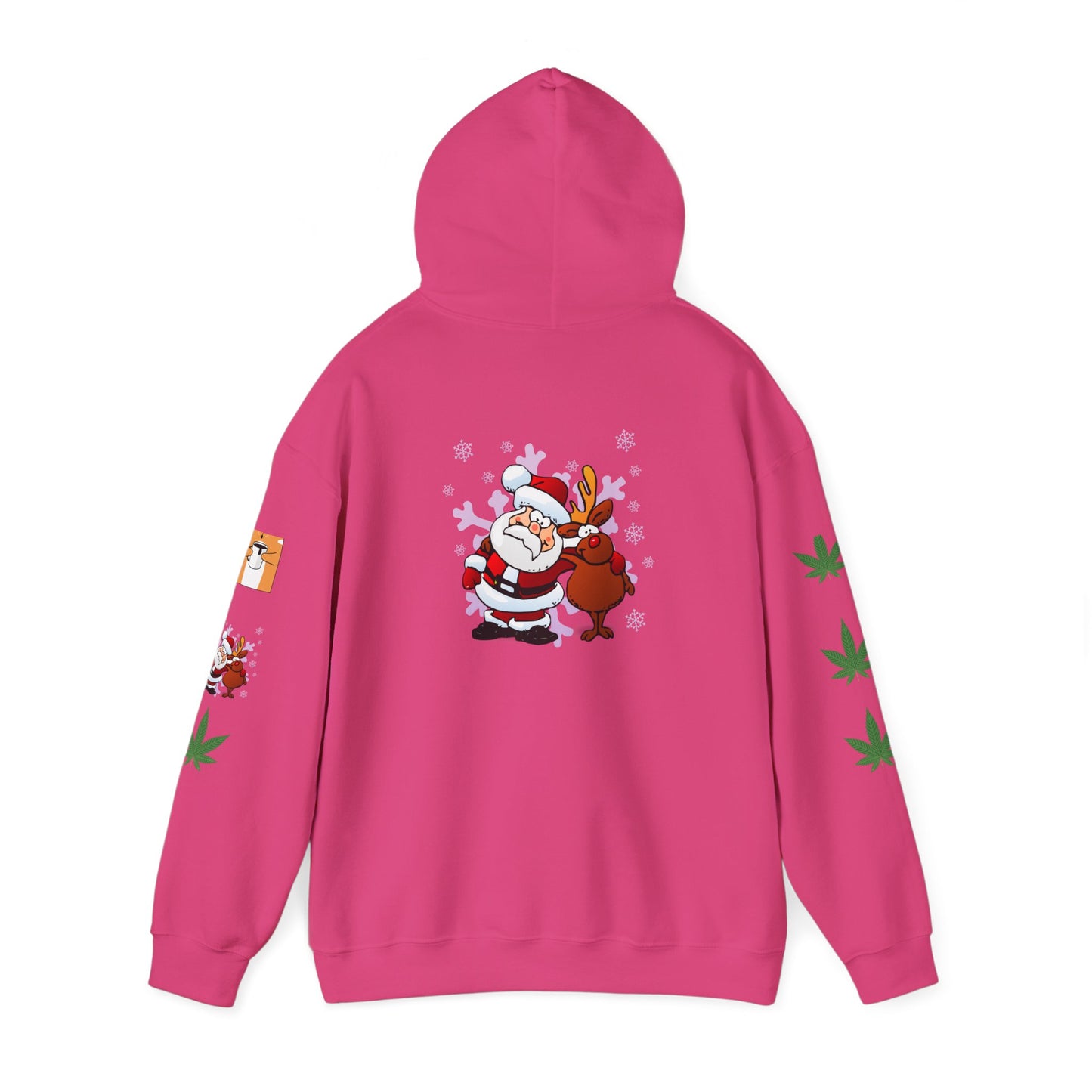 Sudadera con capucha Papá Noel Reno Hoja de marihuana