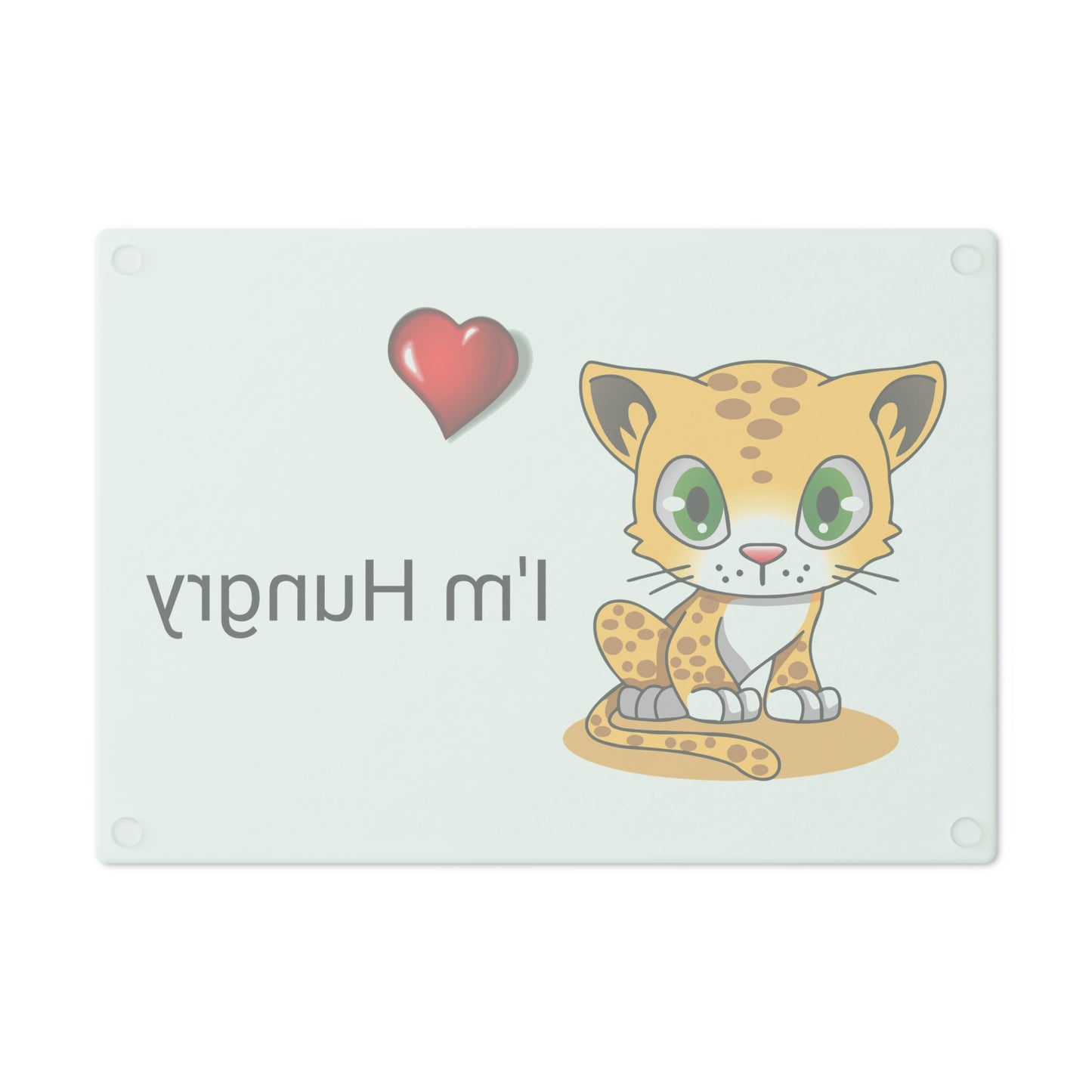 Planche à découper en verre trempé avec motif tigre et cœur