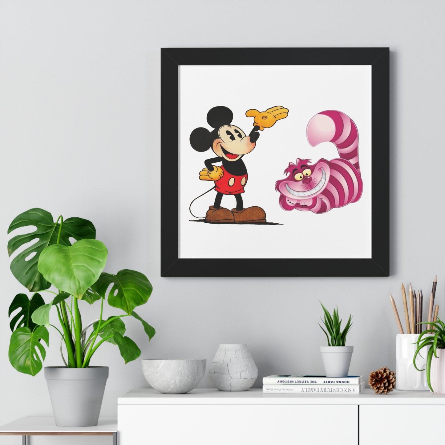 Framed Horizontal Poster Mickey Mouse & Cheshire Cat