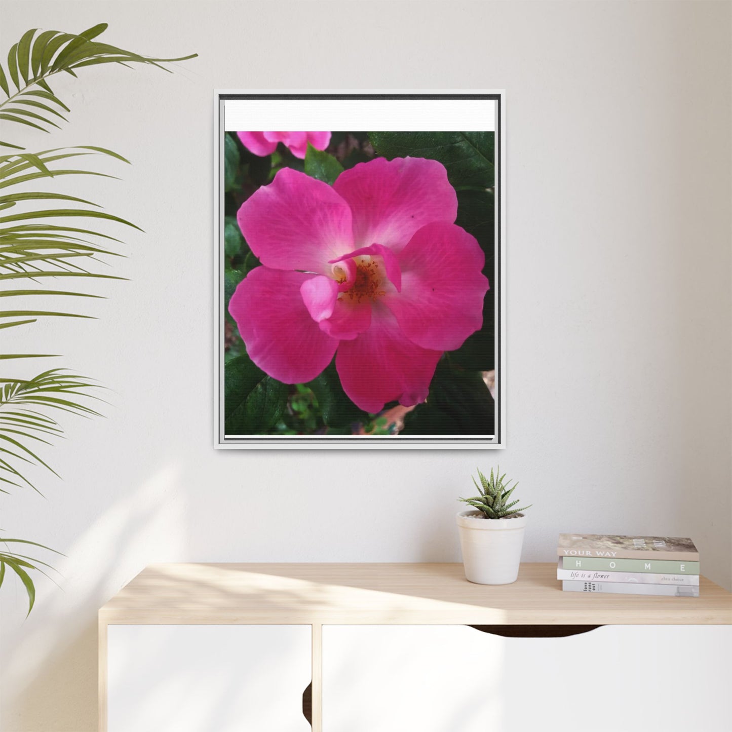 Framed Floral Canvas Art Print | Vibrant Pink Flower Decor, Wall Art for Home, Gift for Her, Mother's Day, Birthday