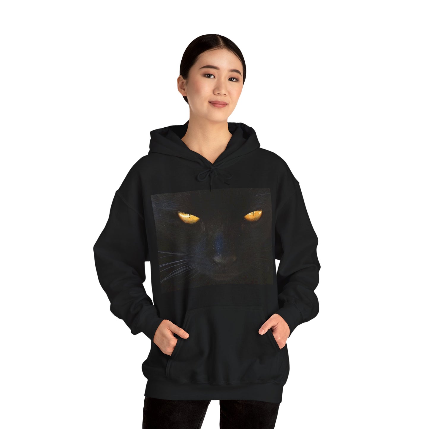 Sudadera con capucha con cara de gato negro