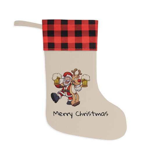 Christmas Stocking Santa Claus Red Nose Reindeer Drinking Beer