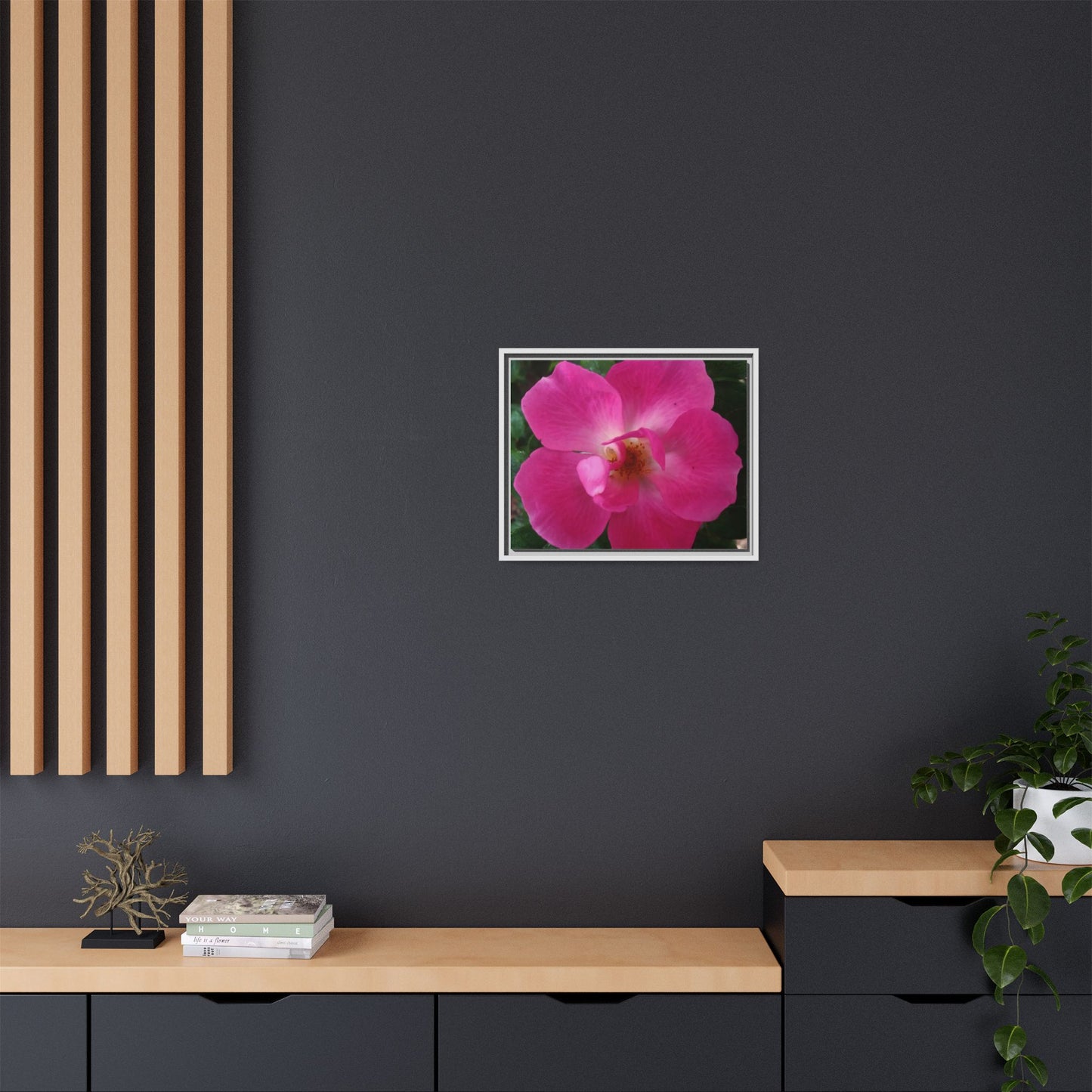 Framed Floral Canvas Art Print | Vibrant Pink Flower Decor, Wall Art for Home, Gift for Her, Mother's Day, Birthday