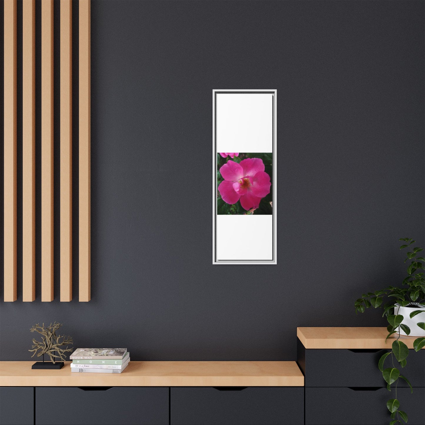 Framed Floral Canvas Art Print | Vibrant Pink Flower Decor, Wall Art for Home, Gift for Her, Mother's Day, Birthday