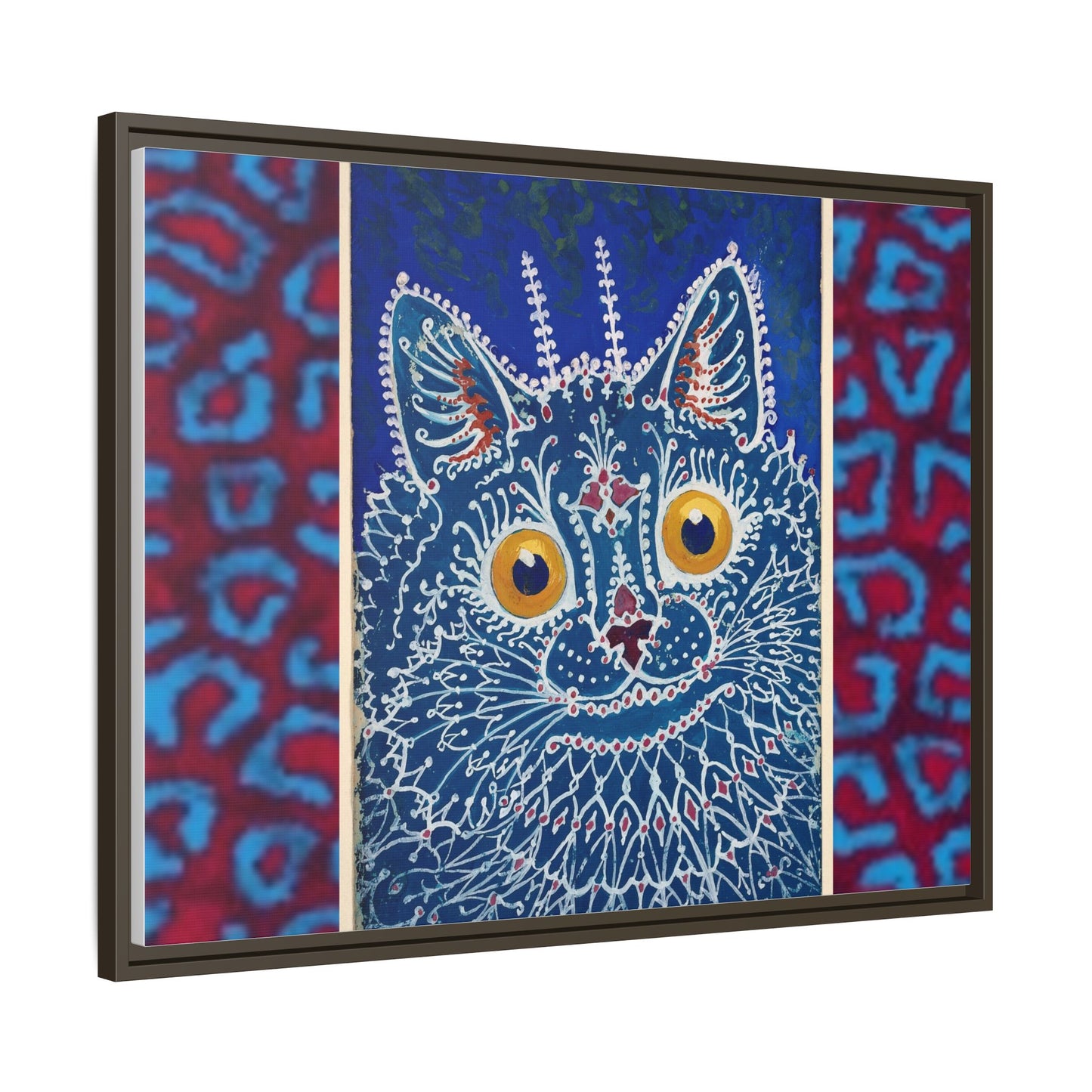 Colorful Cat Framed Matte Canvas Art - Whimsical Home Decor