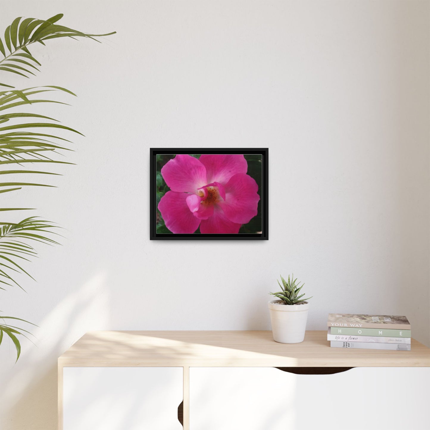 Framed Floral Canvas Art Print | Vibrant Pink Flower Decor, Wall Art for Home, Gift for Her, Mother's Day, Birthday