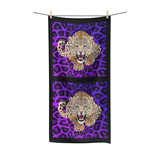 Purple Leopard Print Polycotton Towel - Trendy Beach Accessory