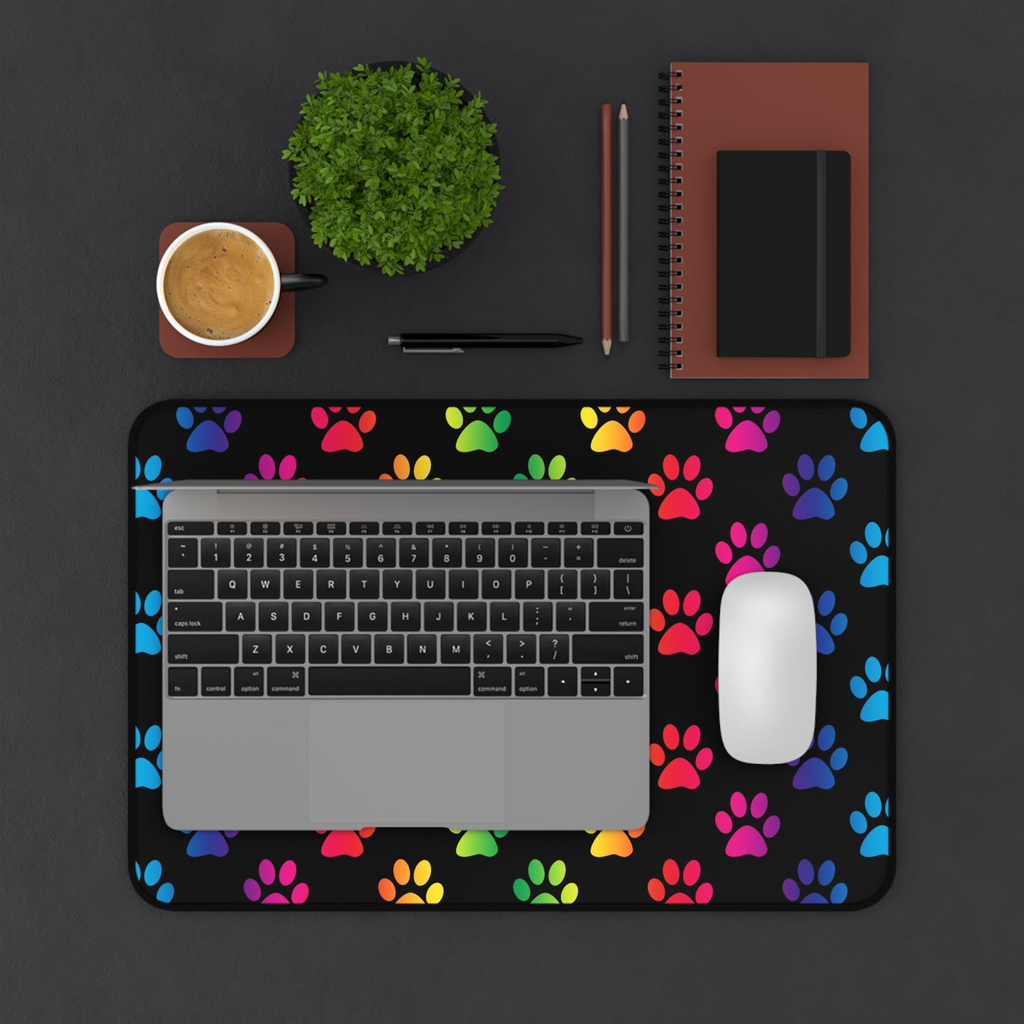 Colorful Paw Print Desk Mat - Perfect for Pet Lovers