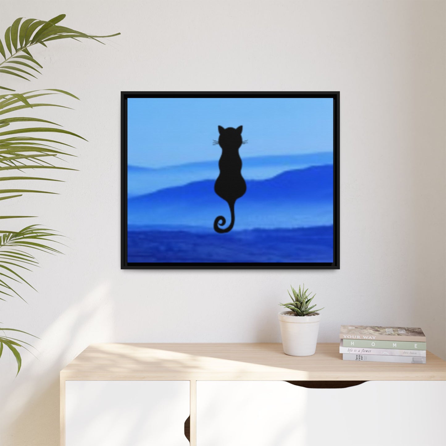 Framed Cat Silhouette Art Print, Wall Decor, Cat Lover Gift, Home Office Art, Pet Memorial