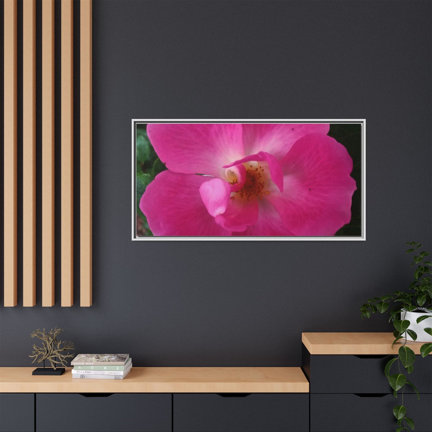 Framed Floral Canvas Art Print | Vibrant Pink Flower Decor, Wall Art for Home, Gift for Her, Mother's Day, Birthday