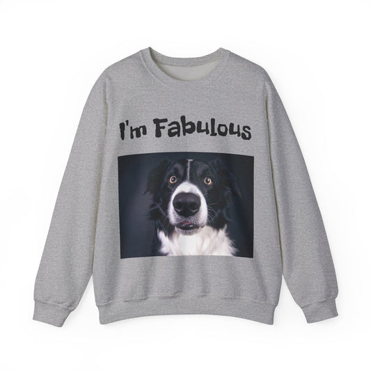 Sweat-shirt ras du cou unisexe en mélange épais I'm Fabulous Dog Pawprint™ 
