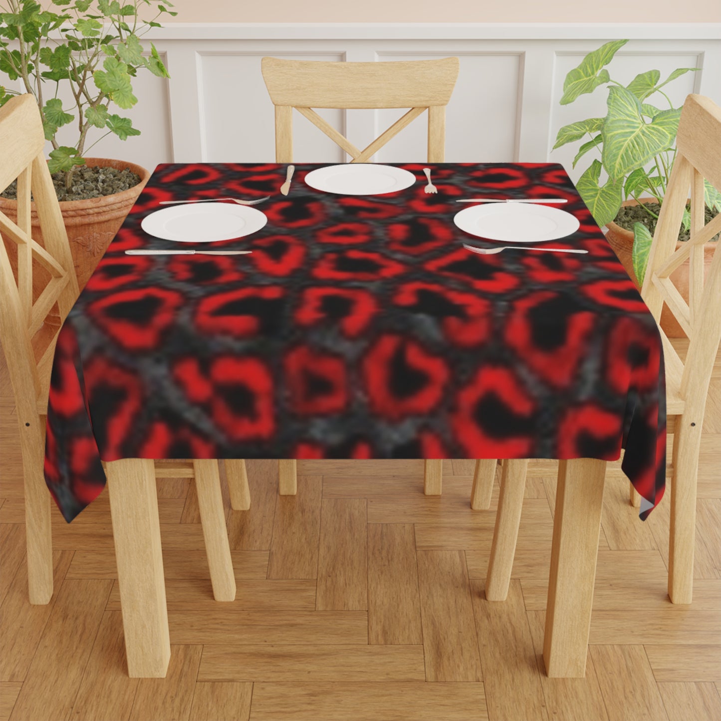 Bold Red Leopard Print Tablecloth for Stylish Dining