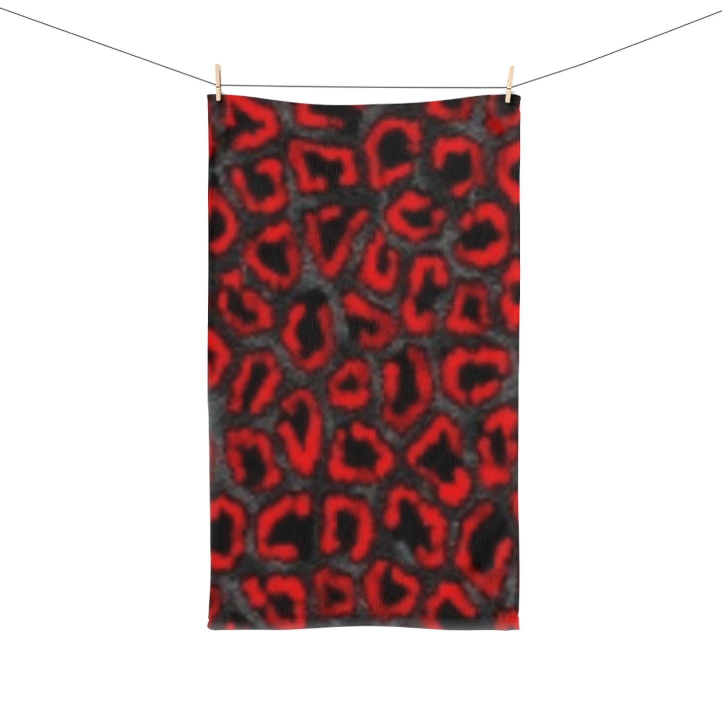 Bold Red Leopard Pattern Hand Towel - Stylish Bathroom Décor