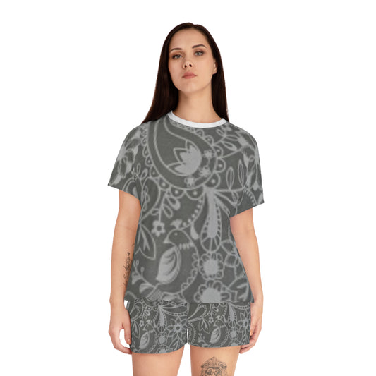 Women's Short Pajama Set Paisley Print