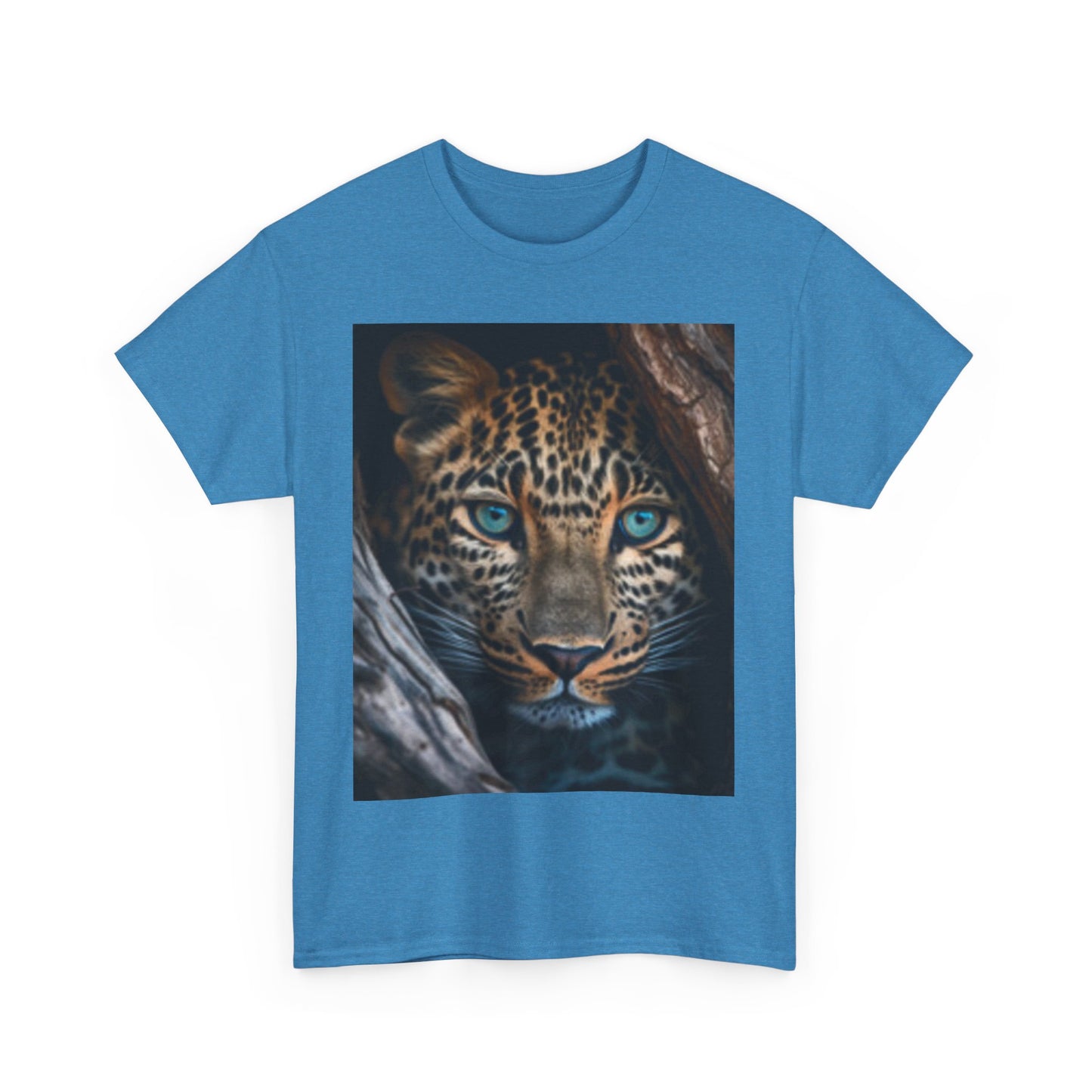 Camiseta unisex de algodón grueso para amantes de la vida silvestre - Diseño de leopardo feroz 