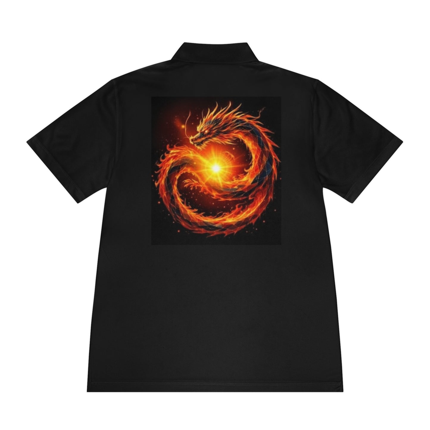 Polo deportivo para hombre - Diseño de sol vibrante y dragón ardiente