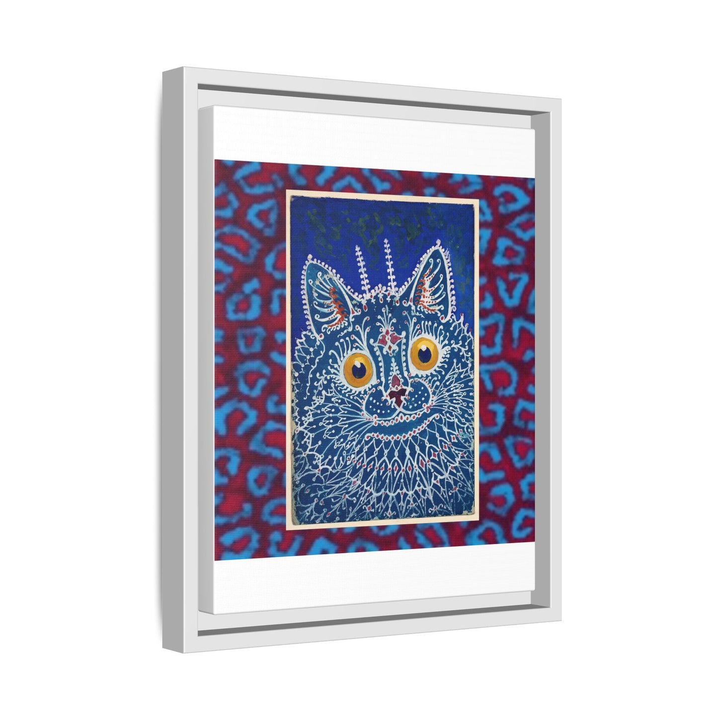 Colorful Cat Framed Matte Canvas Art - Whimsical Home Decor