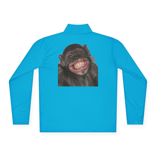Pull unisexe à fermeture éclair quart de tour avec motif singe souriant et heureux