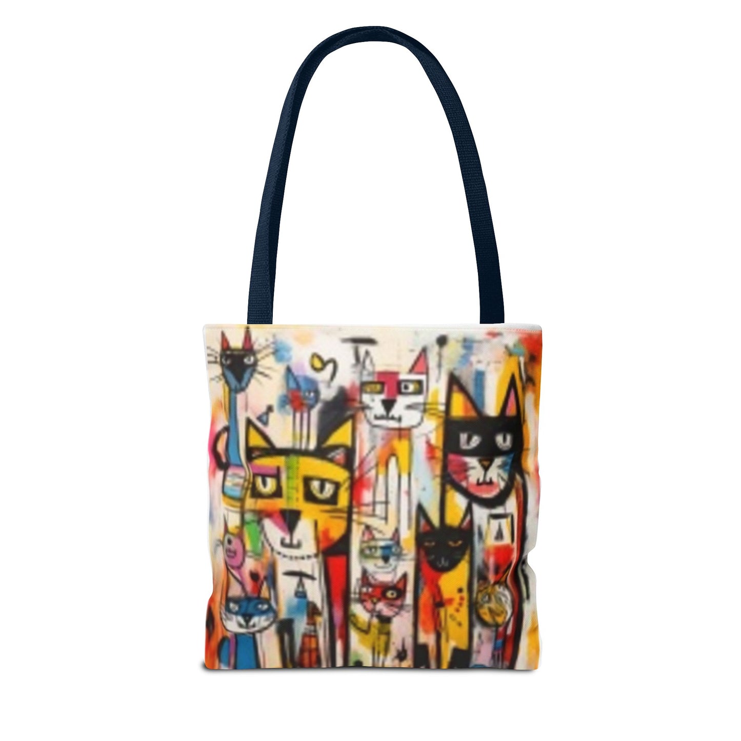 Colorful Cat Art Tote Bag, Cat Lover Gift, Unique Shopping Tote Bag, Whimsical Carryall for Pet Owners