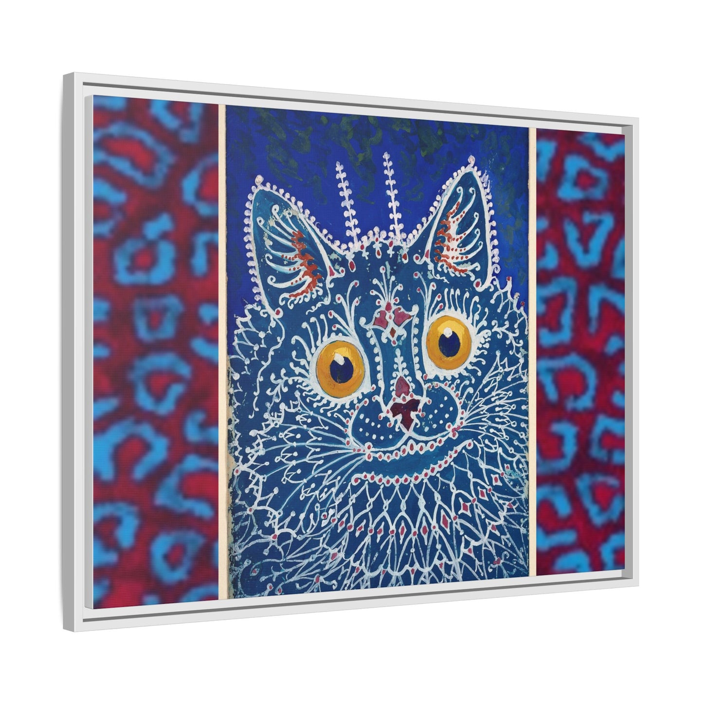 Colorful Cat Framed Matte Canvas Art - Whimsical Home Decor
