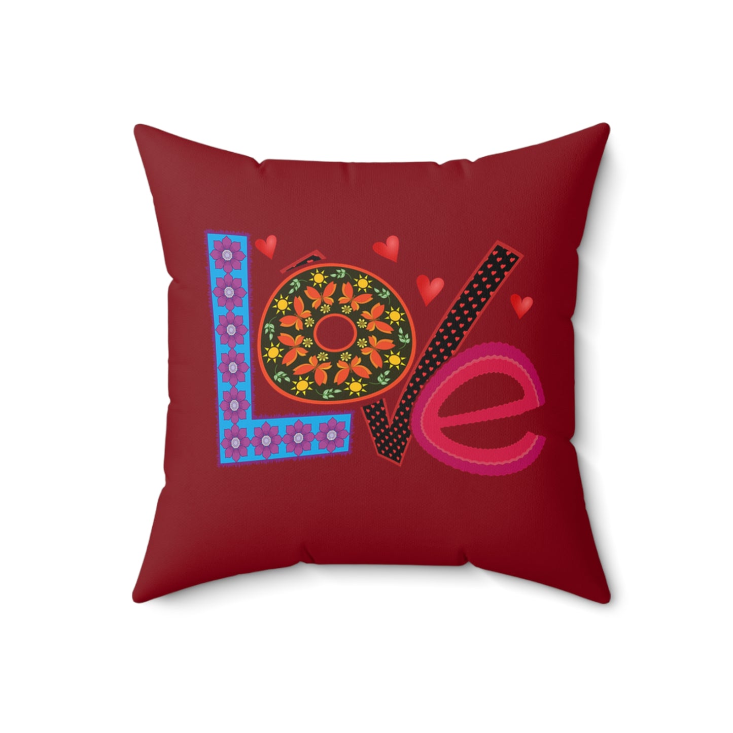 Colorful Love & Butterfly Faux Suede Pillow, Cozy Home Decor, Valentine's Gift, Bohemian Accent, Butterfly Lover's Cushion