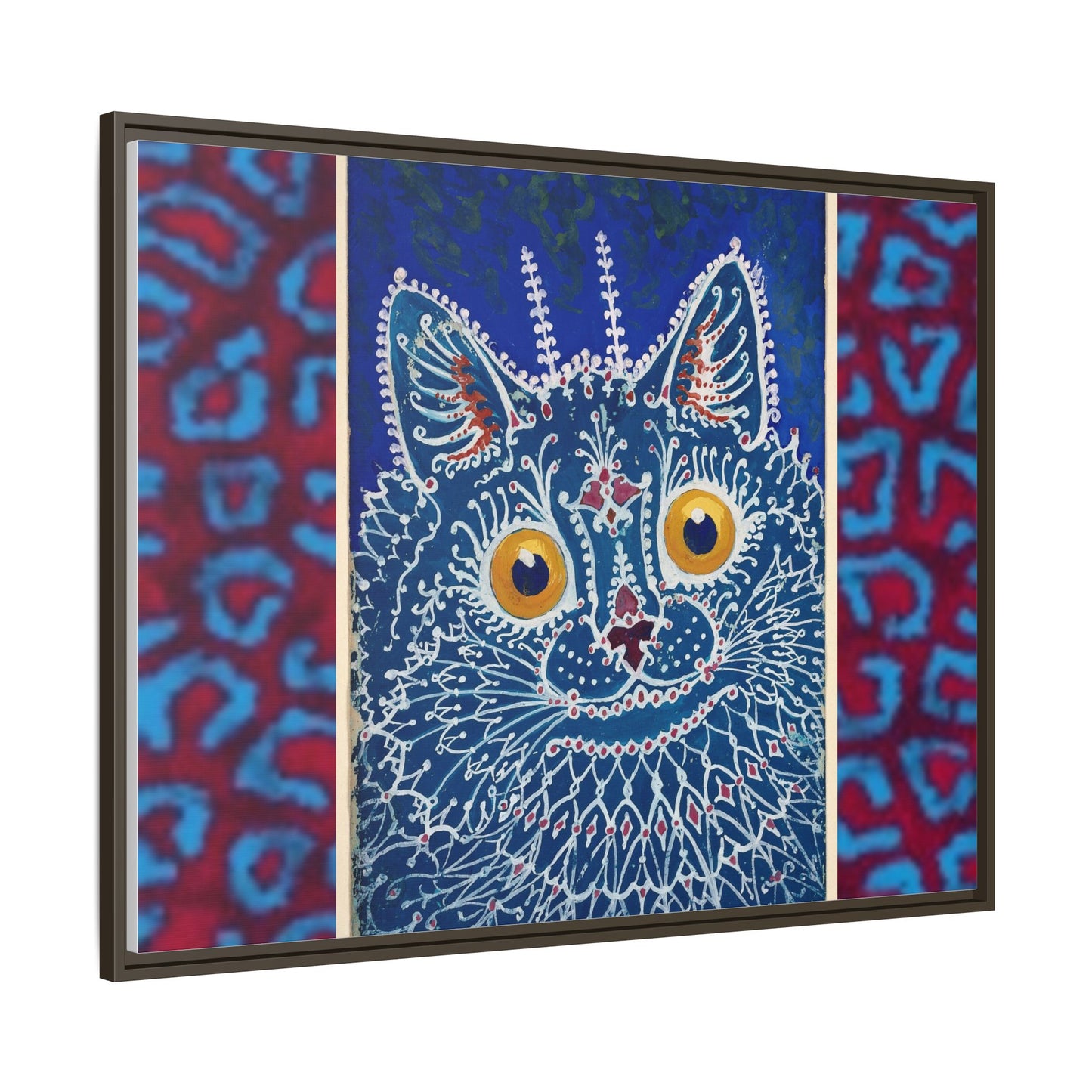 Colorful Cat Framed Matte Canvas Art - Whimsical Home Decor