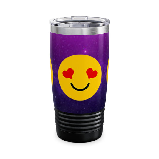 Happy Face Heart Eyes Ringneck Tumbler, 20oz | Essential Travel Mug, Couple Gift, Cute Drinkware, Emoji Lovers Cup, Fun Party Favor