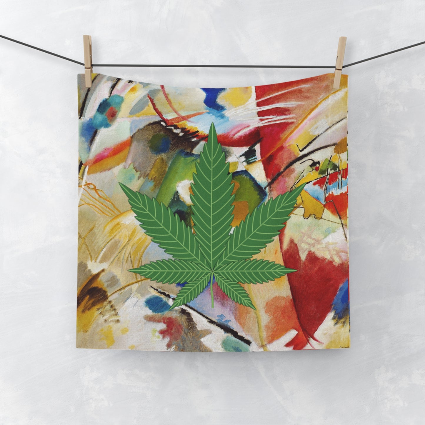 Face Towel 13"x13" Size Multi Color Marijuana Leaf Has Matching Bath & Hand Towel & Apparel