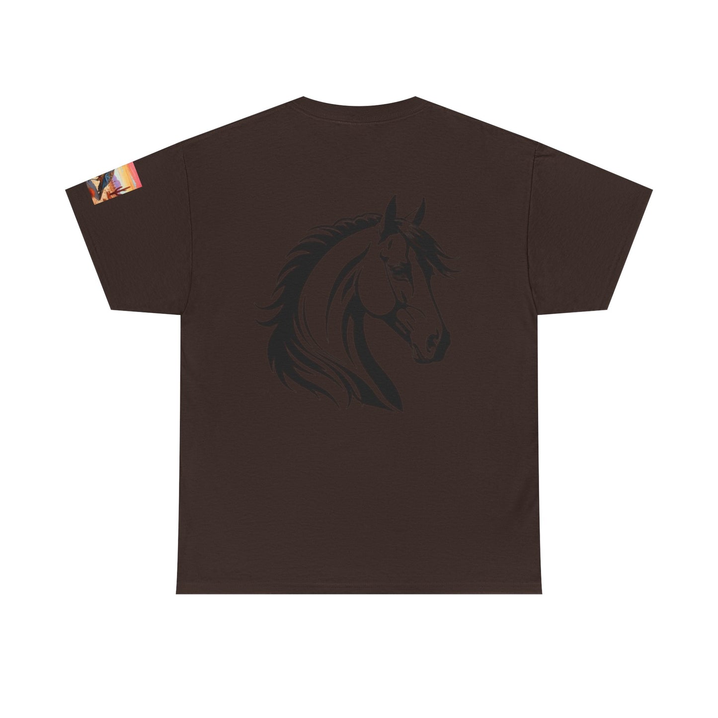 Majestic Horse Unisex Heavy Cotton Tee - Nature Sunset Design